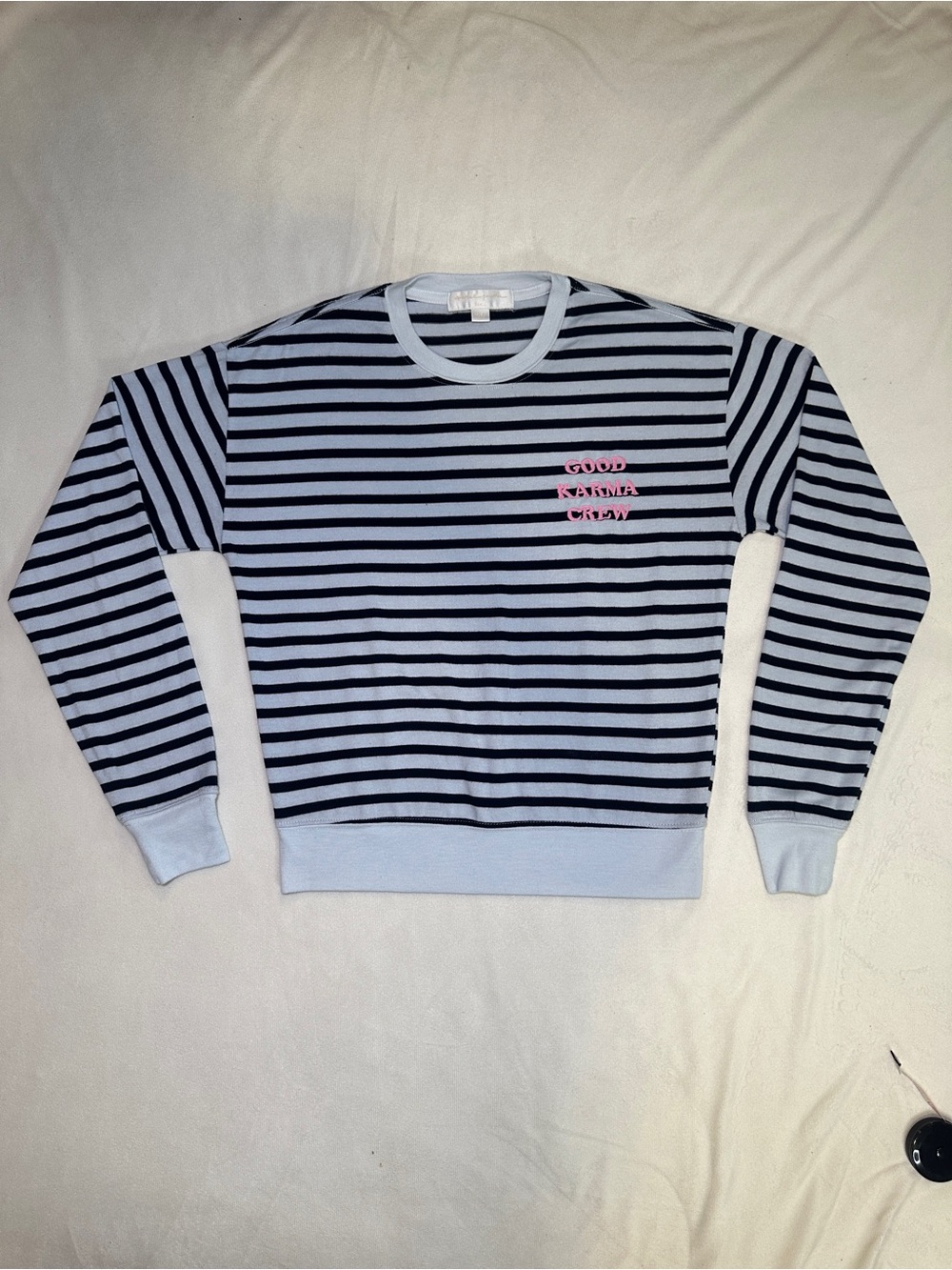 Spiritual Gangster Good Karma Crew Striped Sweatshirt Small